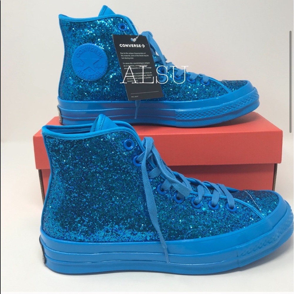 Converse Chuck 70 HI Glitter✨Blue Hero W AUTHENTIC - Picture 2 of 8